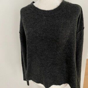 MAX Studio Crew Neck Charcoal Grey Sweater Small BNWOT Side Split